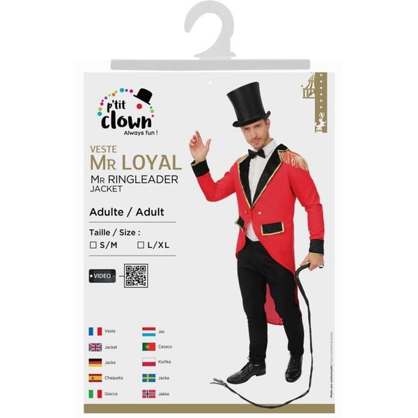 Jacka - LILLA CLOWNEN - Mr Loyal - röd - Storlek S/M - Karneval/Halloween kostym