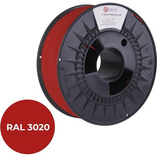 C-TECH filament PREMIUM LINE PLA transport röd RAL3020