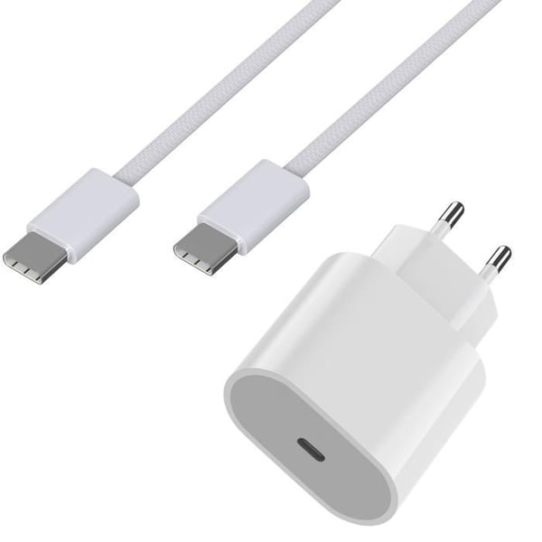 Snabbladdare 20W + USB-C till USB-C kabel 2 meter för iPhone 16 / 16 PLUS / 16 PRO / 16 PRO MAX Phonillico®