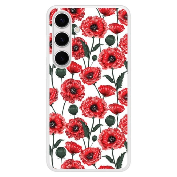 Silikonfodral med förstärkning, kompatibel med Samsung Galaxy S24 Plus, Poppy Blommor