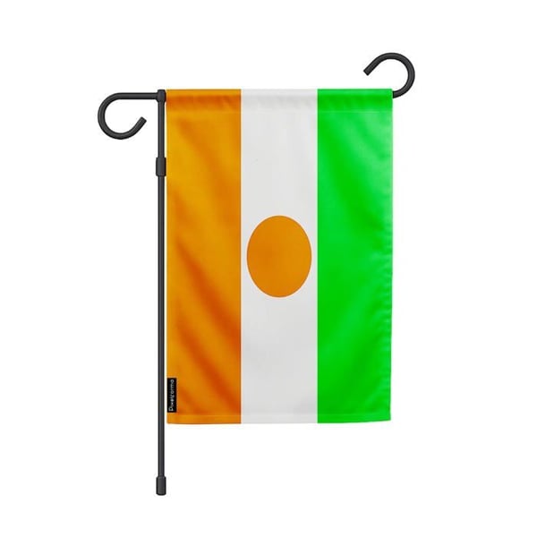 Flagga Trädgård Niger – 32 x 47.5 cm – Hållbar Polyester – Vertikalt Format – Utomhus – Pixelforma