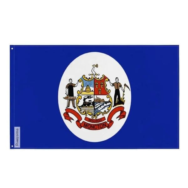 Moncton Flagga – 96 x 144 cm – Hållbar Polyester – 2 Metallöglor – Inomhus / Utomhus – Pixelforma