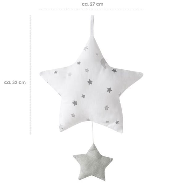 ROBA Music Box - Sternenzauber Grey - Hanging Musical Star - La Le Lu - Mixed - 27x27x5 cm
