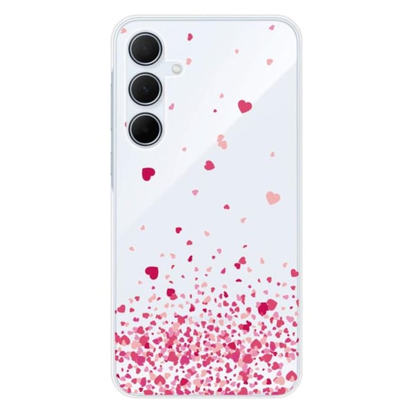 Silicone-fodral - Kompatibel med Samsung Galaxy A35 5G - design med rosafärgade hjärt-konfetti