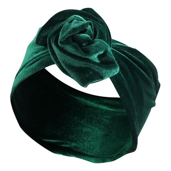 Huvudband Turban - AVIZAR - Enfärgad Sammet - Mörkgrön - Absolut Komfort - Tidlös Elegans