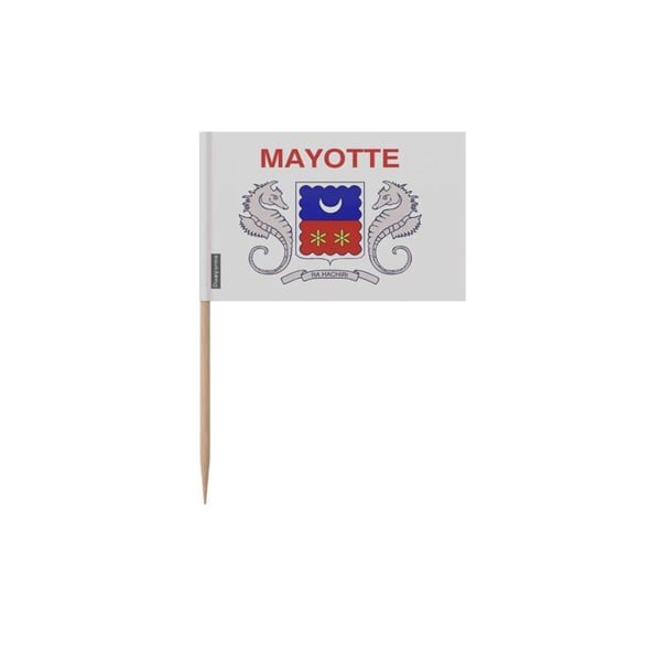 Tandpetare Mayotte-flagga - 10 cm - 100 stycken - Klisterplast - Bambupinne - Pixelforma