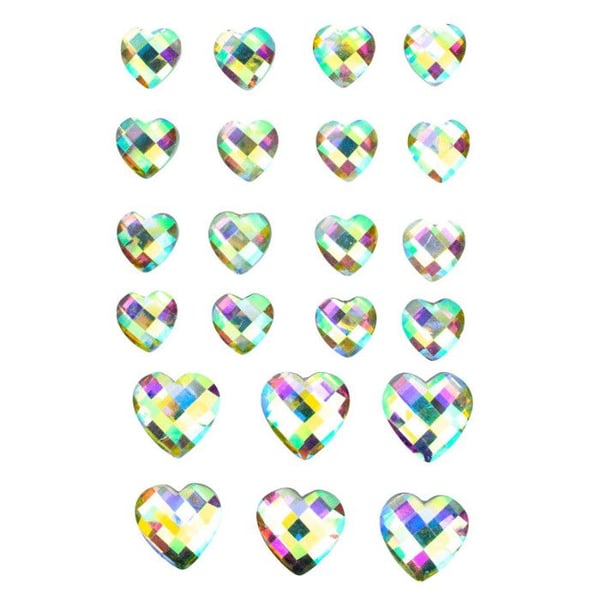 Sticker strass akryl - CTOP - Hjärta - 1,4 x 1,4 cm - 2 x 2 cm - 22 st