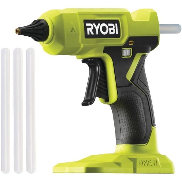 RYOBI - 18V ONE+ limpistol - värms upp på 3 min - värmeindikator - diam. pinnar 12 mm - Med 3 lim - RGLU18-0