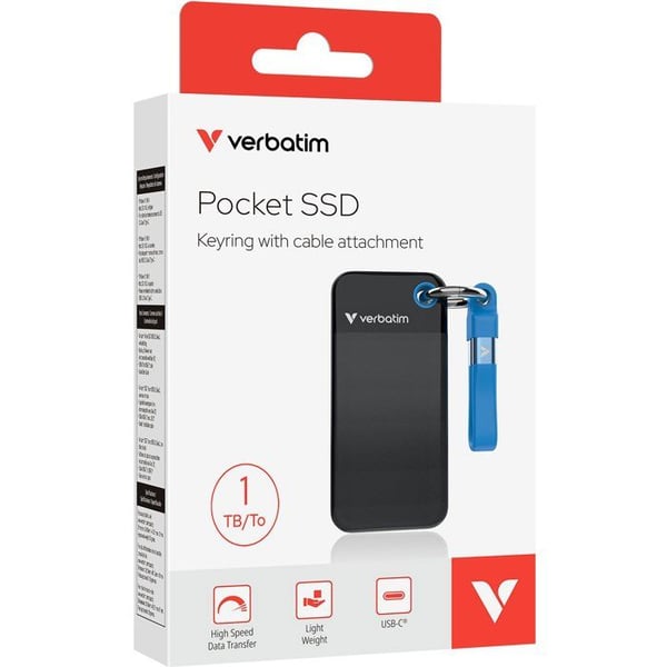Extern SSD - VERBATIM - Pocket - 1 To - Svart / Blå