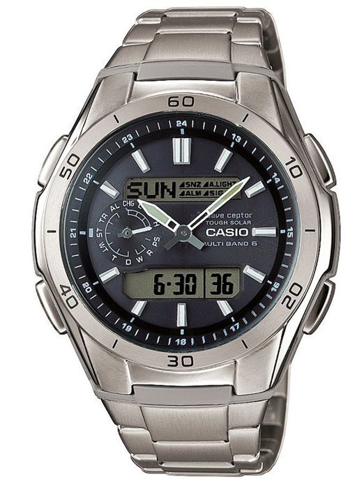 Klocka - CASIO - WAVECEPTOR - Titan - Quartz - Sport - Grå
