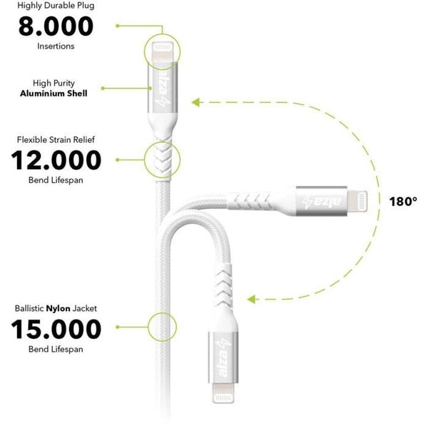 AlzaPower AluCore USB-C till Lightning MFi 2m silver