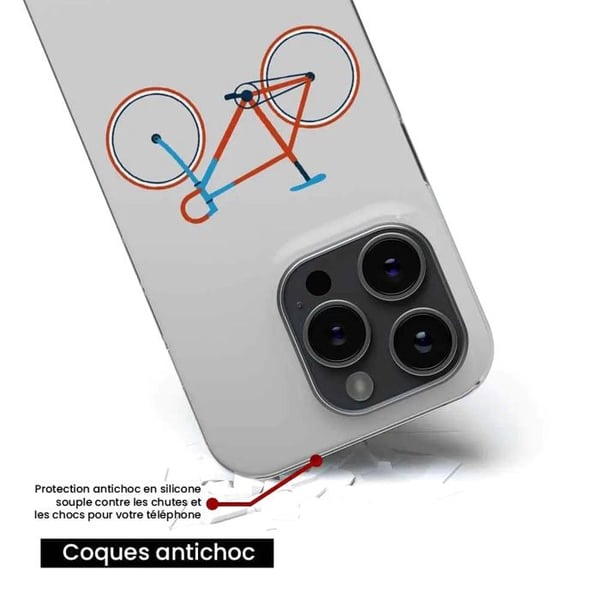 Silicone-fodral - Kompatibel med Apple iPhone 14 Pro - design cykel färg hipster