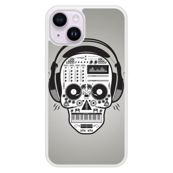 Silikonförstärkt skal med tryck, kompatibelt med Apple iPhone 14 Skull Music