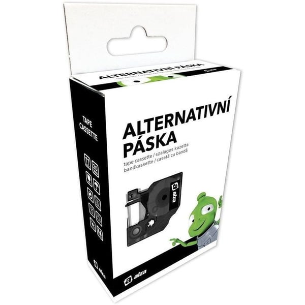 Alternativ tejp - ALZA - TZe-S631 - Svart på Gult - 12mm x 8000mm - Väderbeständig