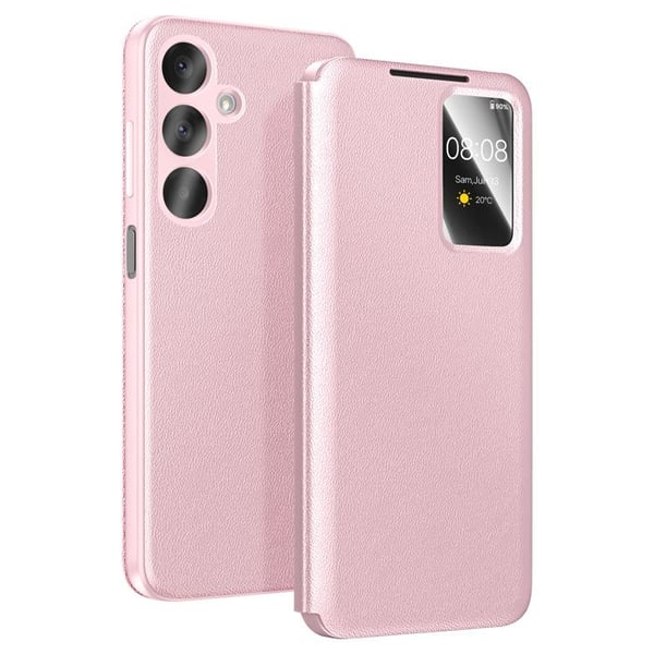 Fodral för Galaxy A37 med Smart View-fönster och kortficka i rosa