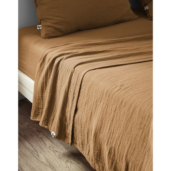 "Gaïa" platt lakan alla storlekar "Cotton Gauze" - Gaïa Camel - 270 x 300 cm för king size säng