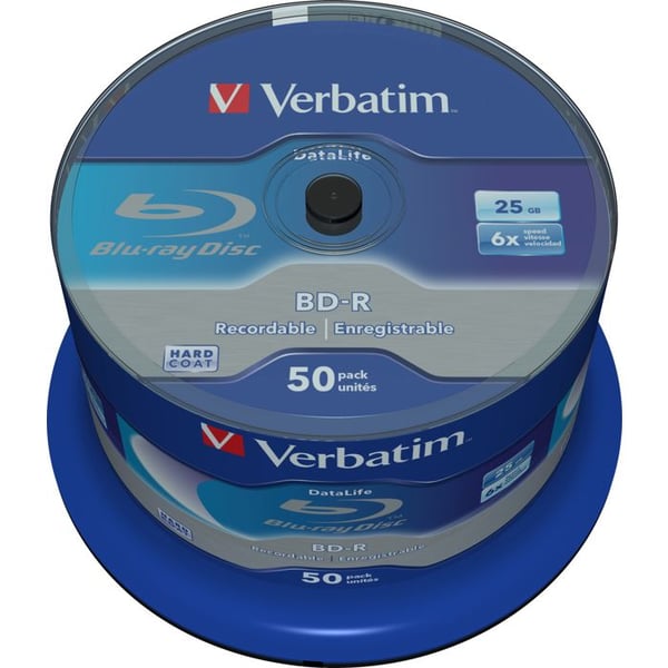 BD-R skiver - VERBATIM - 50 stk - 25 Go - 6x - Spindle