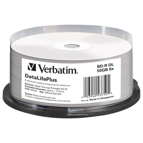 BD-R skiver - VERBATIM - 50 stk - 25 Go - 6x - Spindle