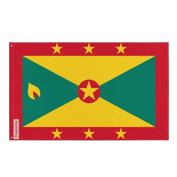 Grenadas flagga – 192 x 288 cm – Hållbar polyester – 2 metallöglor – Inomhus / Utomhus – Pixelforma