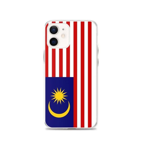Telefonfodral – Malaysias flagga – Kompatibel med iPhone 12 – Mjuk fodral – Stötsäker och slitstark - Silikon - Pixelforma