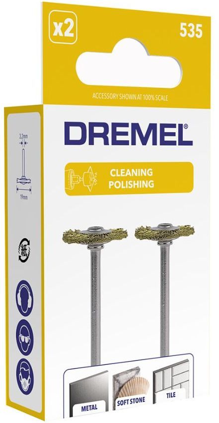 Kronmässingsborstar - DREMEL - Set om 2 - Diameter 19 mm - Mjuka - Repa inte mjuka metaller