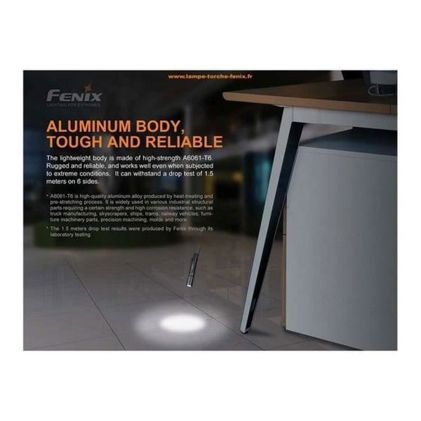 Lommelygte - FENIX - E20 V2.0 - 350 Lumen - Rækkevidde 126m - 2 AA-batterier