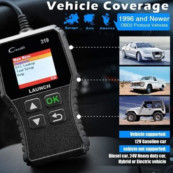 LAUNCH CR319 Auto Diagnostic Case OBD2 Scanner Error Code Reader på franska, CE14004
