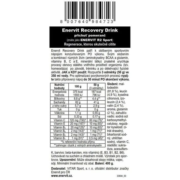 Återhämtningsdryck Enervit R2 (400 g) apelsin