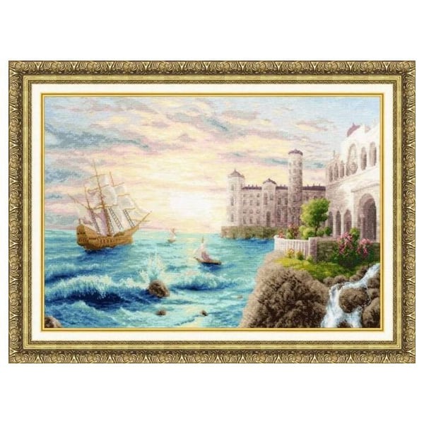 Golden Fleece korsstygnsset - Marinstrand 50x35 cm