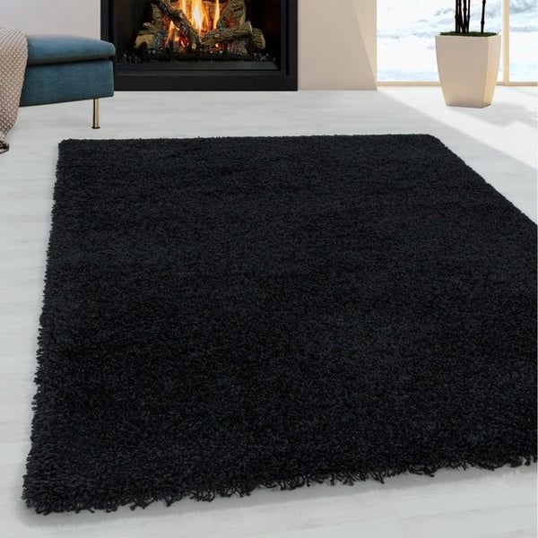 Shaggy matta - MELIS HOME - Enfärgad design - Svart - 200 cm (rund) - Polypropen Shaggy matta - MELIS HOME - Enfärgad design - Svart - 200 cm (rund) - Polypropen