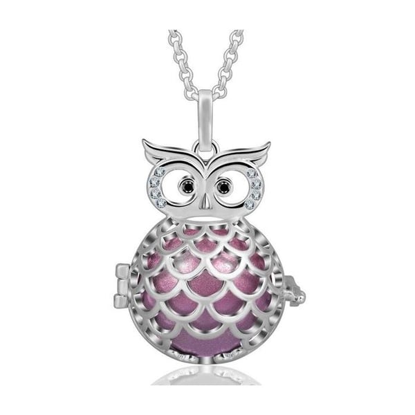 Crystal Owl Hollow Cage Graviditet Bola med rosa boll