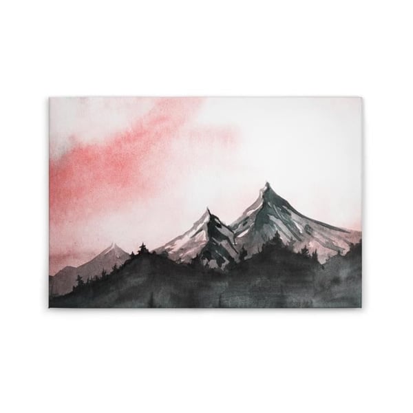 Canvastavla - Tadessi - M1-No.50041 - Landskap - Berg - Röd - Vit - Canvas på bårram - 90 x 60 cm