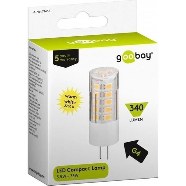 Goobay 71438, varmvit, A+, 4 kWh, 1,6 cm, 4,3 cm, 11 g