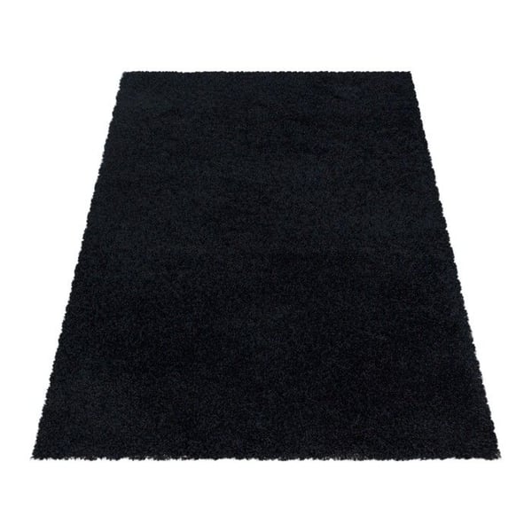 Shaggy matta - MELIS HOME - Enfärgad design - Svart - 200 cm (rund) - Polypropen