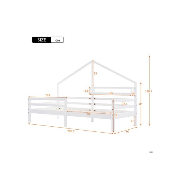 Barneseng - MUVOE - 90x200 - Hvid - Massiv træ - Skandinavisk stil