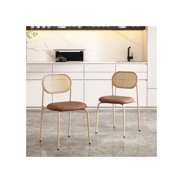 Spisestuestole - MUVOE - Sæt af 2 - Naturligt rattan - Metal - Ergonomisk komfort