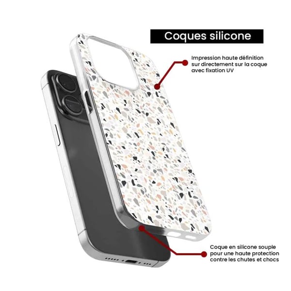 1001Coques - Silikonfodral kompatibelt med Oppo A74 4G - Terrazzo-mönster i färg - Originaldesign tryckt i Frankrike
