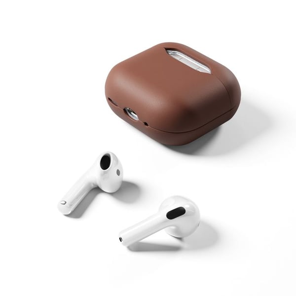 Läderfodral - EPICO - AirPods 4/4 - Äkta läder - Trådlös laddning - Brun