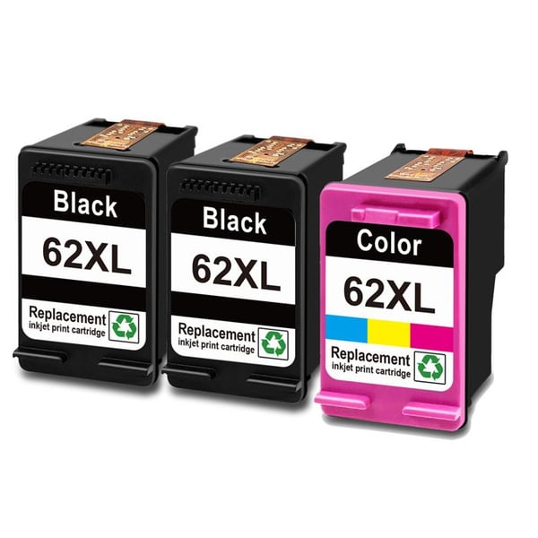 CLI - PRINTERKASSETT - Kompatibla HP 62XL-kassetter – 2 Svart + 1 Färg, för HP Envy 5540/5640/7640