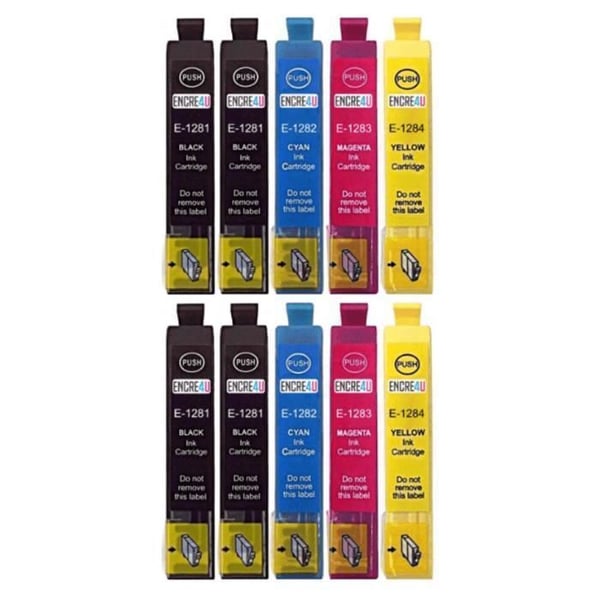 Bläckpatroner - SWITCH - T1285 - Kompatibel med Epson - Paket med 10 - Svart, Cyan, Gul, Magenta