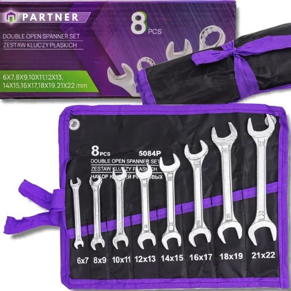Nyckelset - Partner - 8 delar - 6-22 mm - Dubbelansikte - Korrosionsbeständig