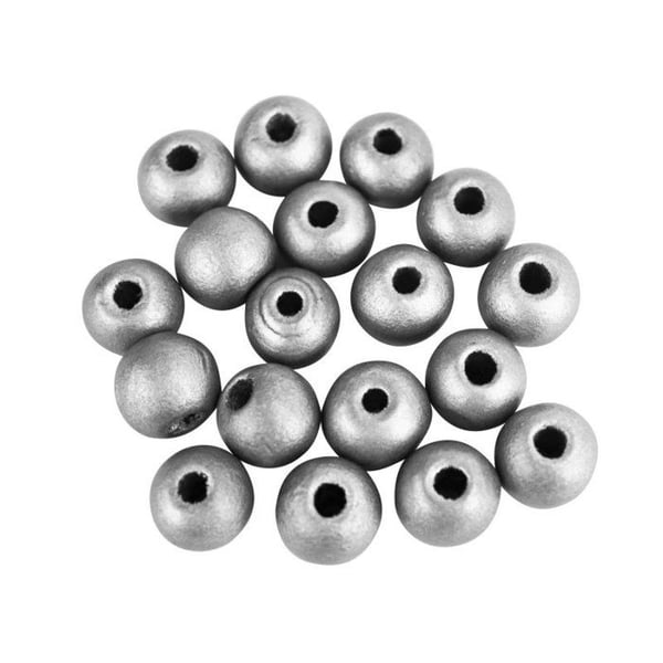 MégaCréa DIY - Silverfärgad träpärla 1,2 cm 170 stycken