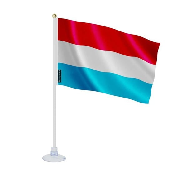 Mini Luxemburgs flagga – Sugkopp – 14 x 21 cm – För slät yta – Polyester – 1 styck – Pixelforma