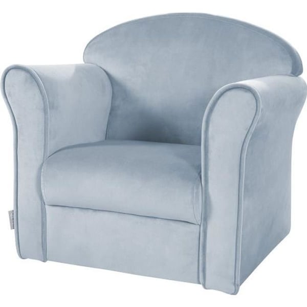 ROBA Velvet Babyfåtölj Lil Sofa - Klubbfåtölj för barn - Bekväm sits - med armstöd - Ljusblå