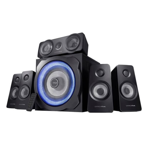Kit högtalare PC 5.1 - Trust - GXT 658 Tytan - 180W RMS - Immersiv surroundljud - Kraftfull subwoofer - Fjärrkontroll