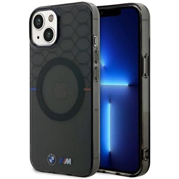 Coque - CG MOBILE - BMW BMHMP13MHGPK - iPhone 13/14/15 - Grått mönster - Hård magnetisk skal