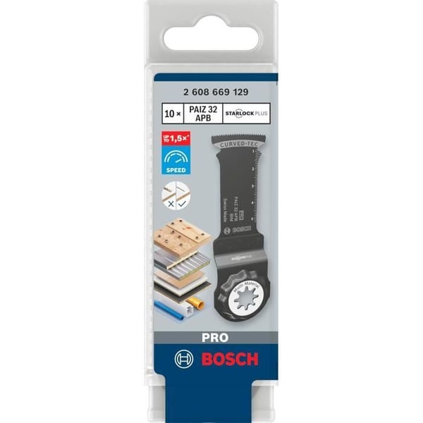 Bosch 10x Blad för multifunktionsverktyg PRO Multi Material PAIZ 32 APB för spikad trä, Sandwichmetall, 32 mm