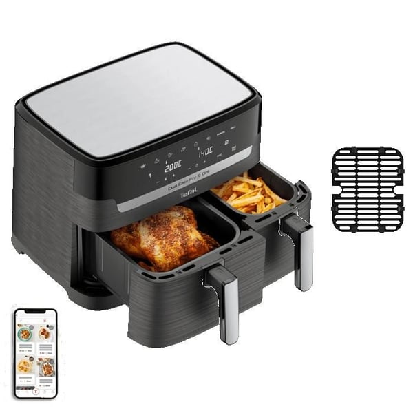 Tefal Dual Easy Fry & Grill Grå, EY905B10, Luftfritös & grill, 2 lådor