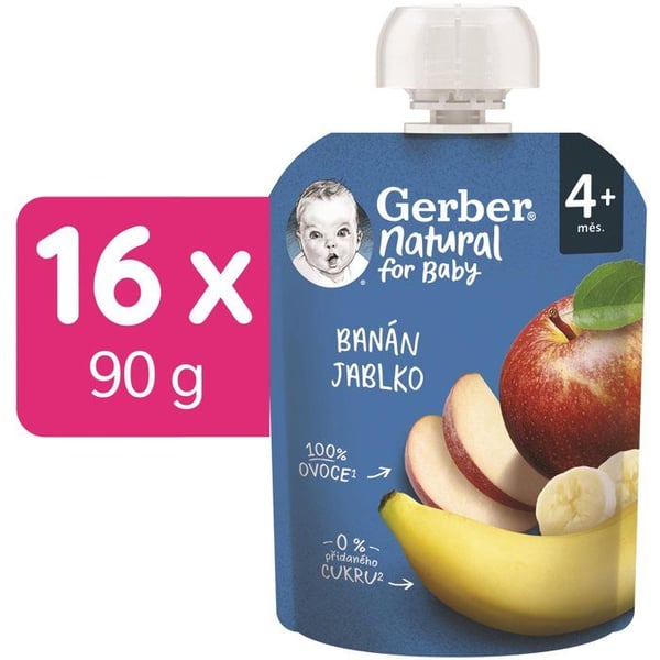 GERBER Naturlig kapsel banan och äpple 16×90 g