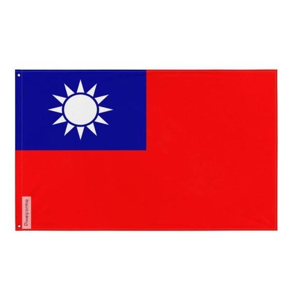 Taiwans flagga – 160 x 240 cm – Motståndskraftig polyester – 2 metallöglor – Inomhus / Utomhus – Pixelforma